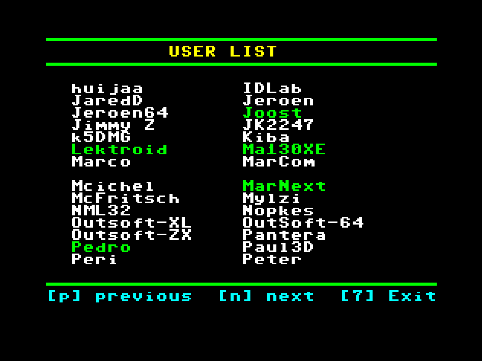 user list